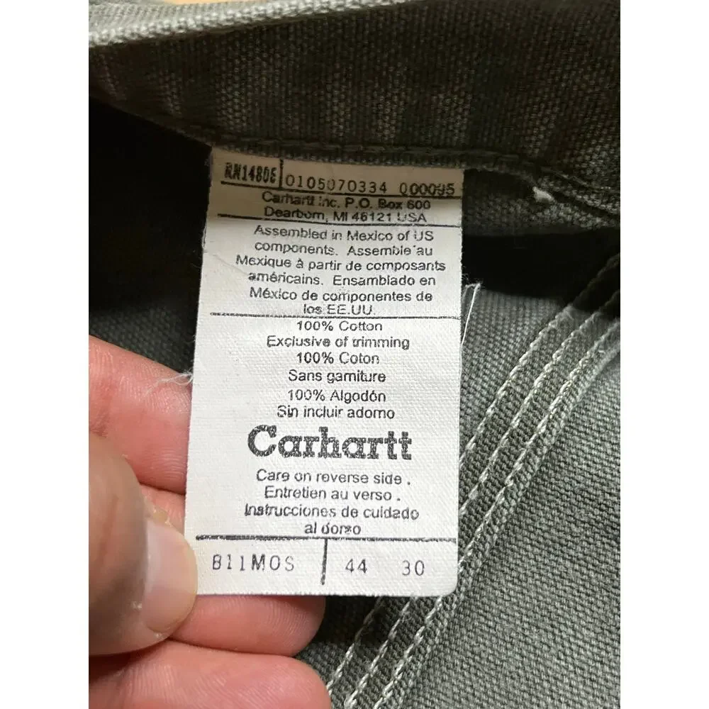 Vintage Carhartt B11 MOS Carpenter Work Pants‎ 44x30 Moss Green Canvas Y2K